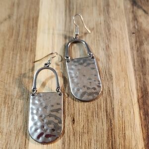 Hammered Silver Dangle Earrings